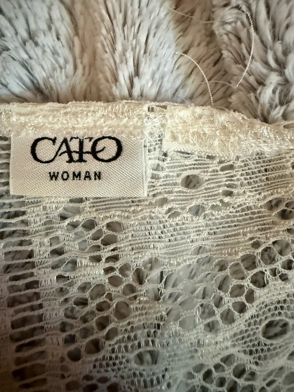 Cream lace open-front draped cardigan size XL